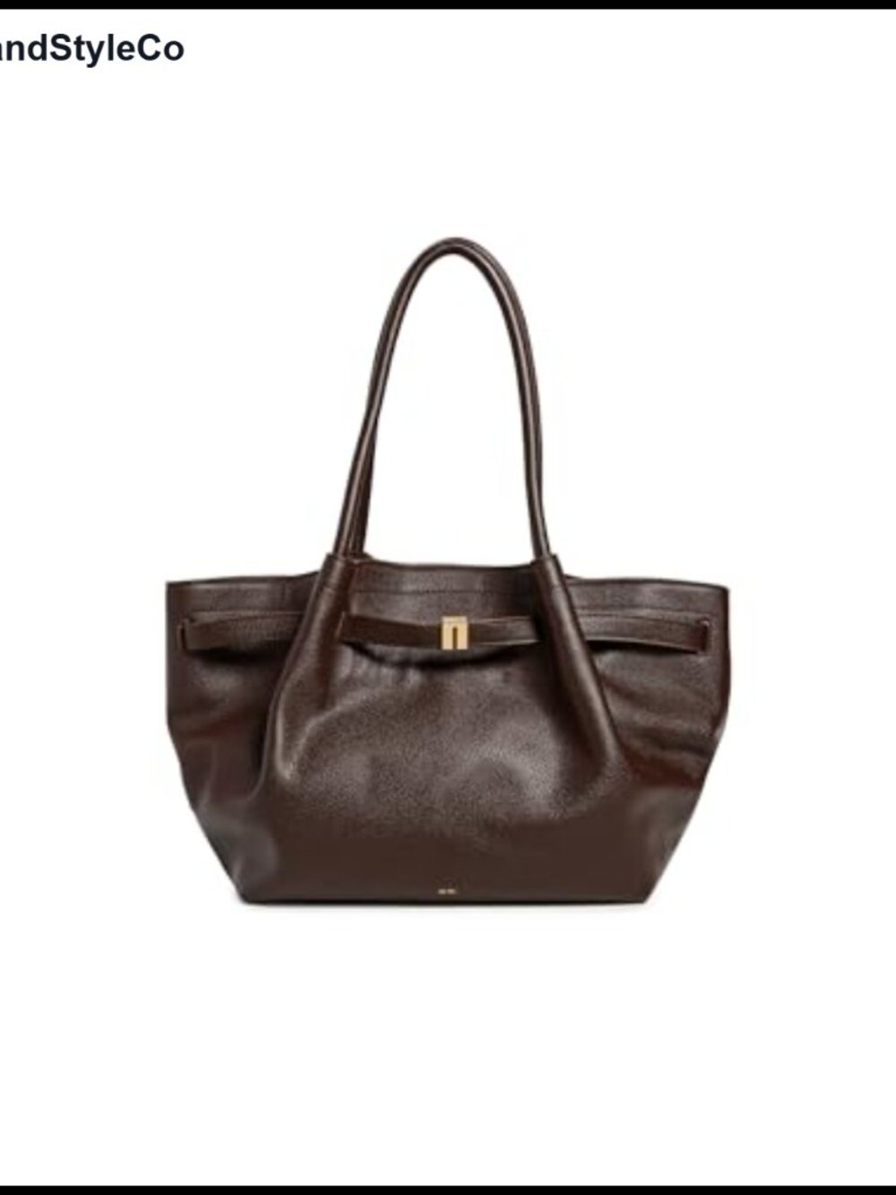 Faux Leather Medium Tote Bag with Gold-Tone Hardware
